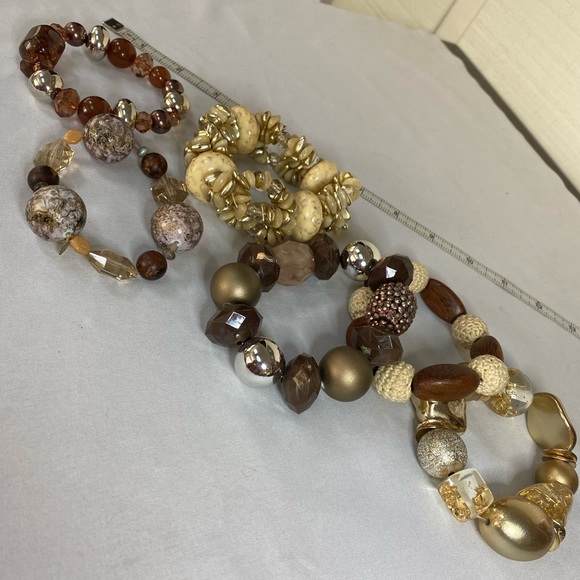 Jewelry - Group of chunky funky neutral stretch bracelets
